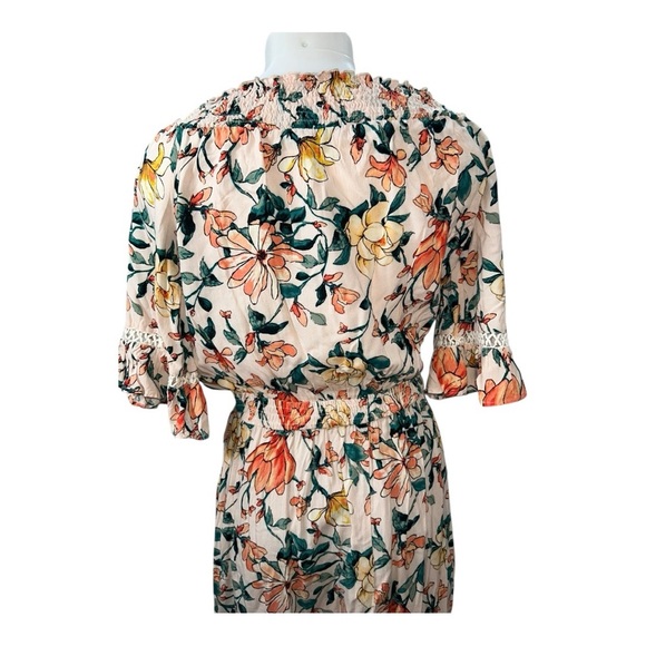 EN CREAM Boho Floral Off-Shoulder Dress size M mix of colors: peach, greens - Picture 5 of 15
